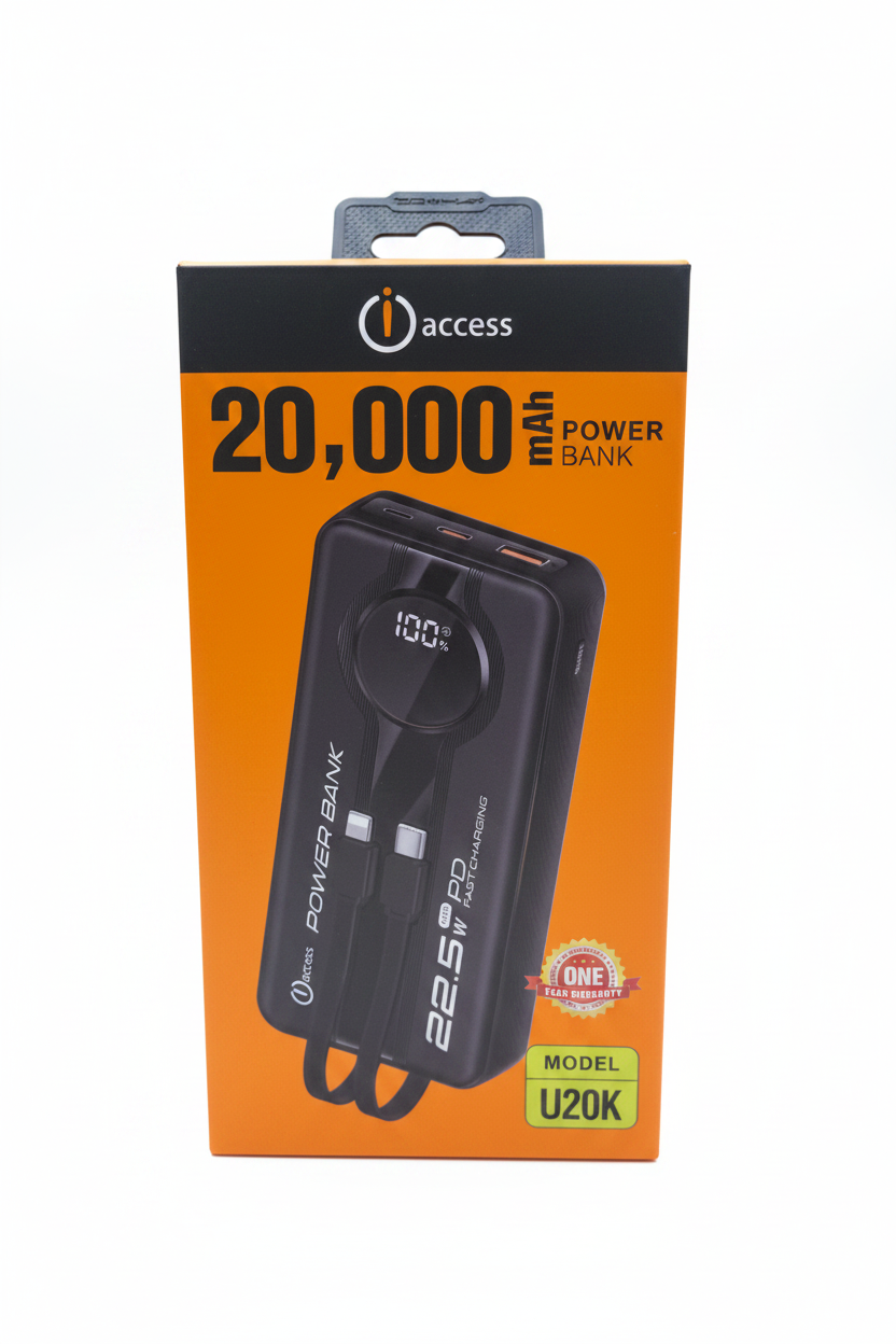 iAccess 20000mAh 22.5W Fast Charging Power Bank
