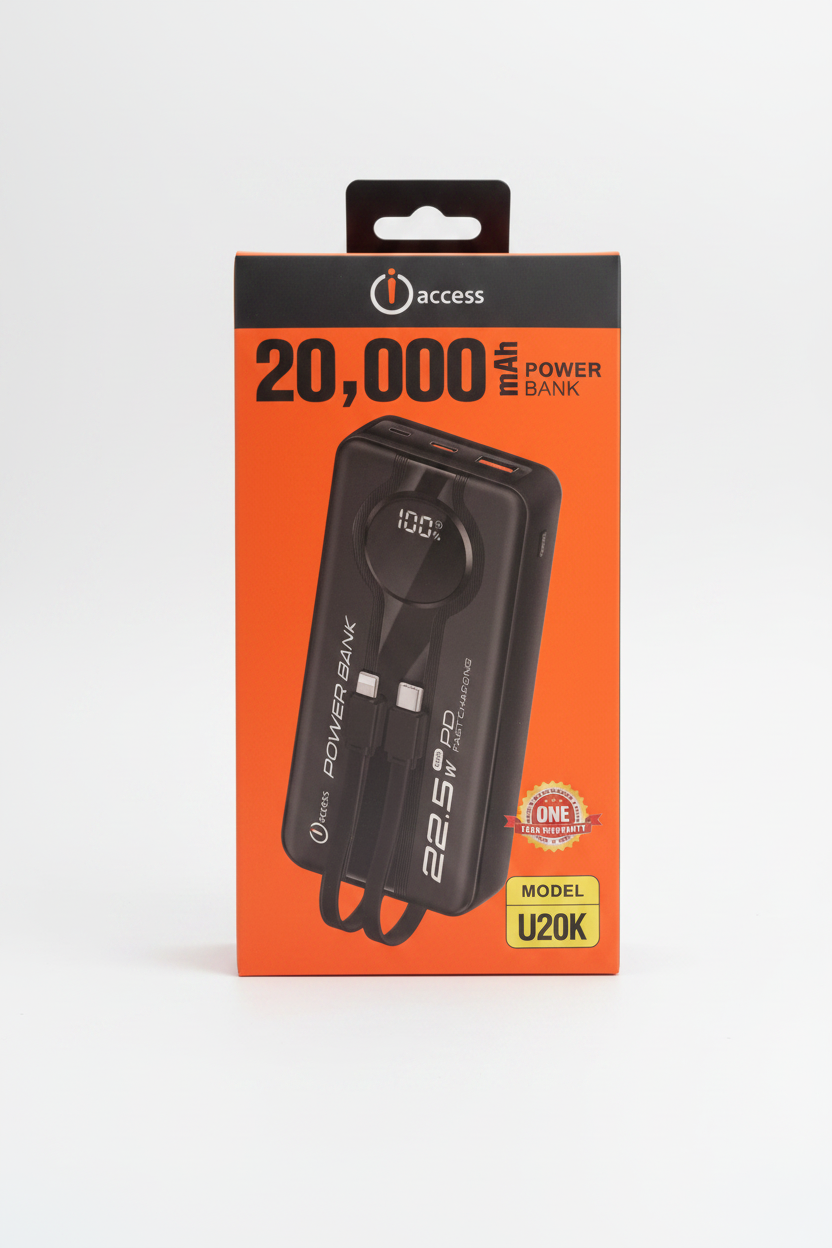 iAccess 20000mAh 22.5W Fast Charging Power Bank