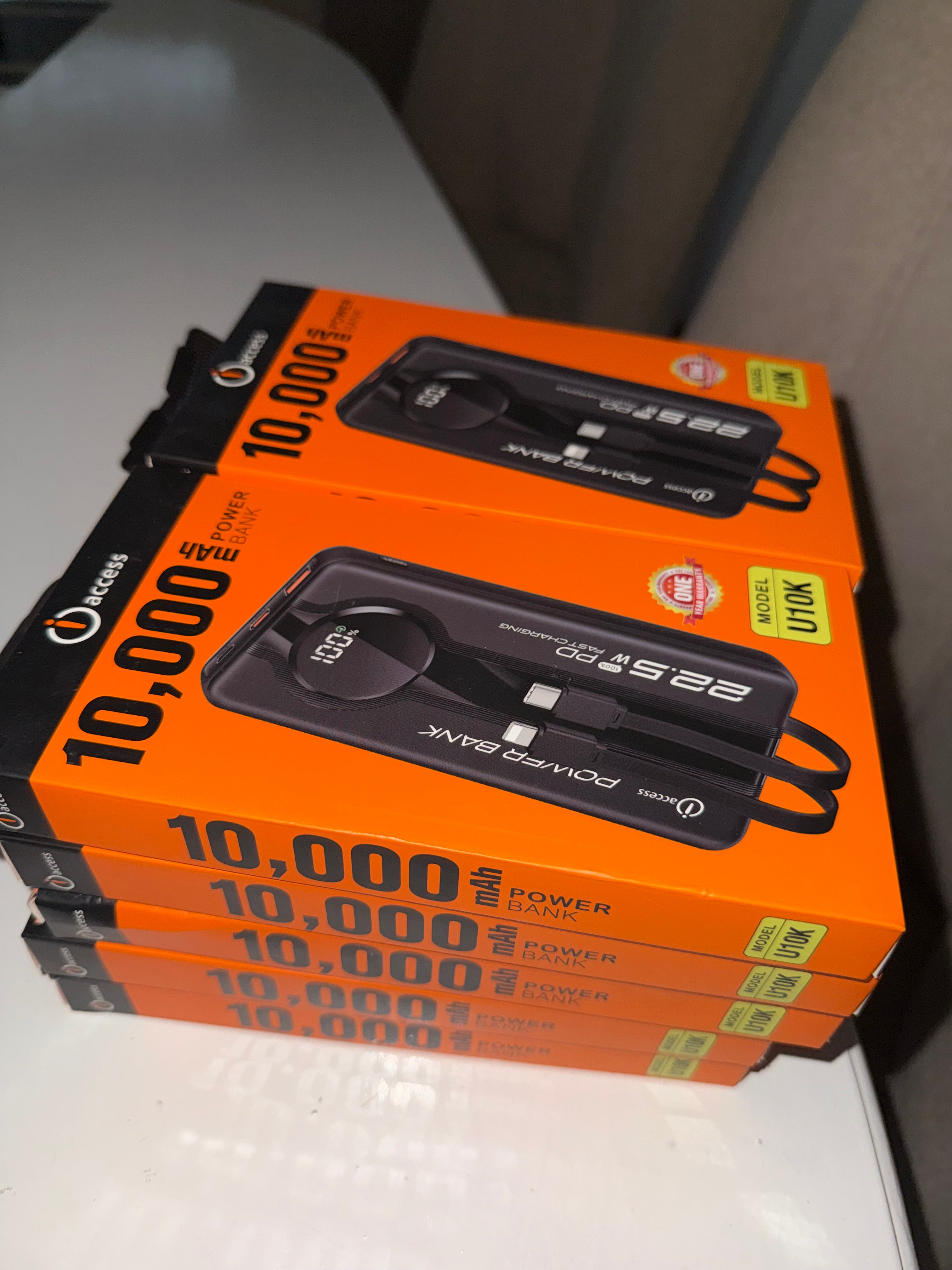 Access 10,000mAh Power Bank | 22.5W Fast Charging | Built‑in Cables